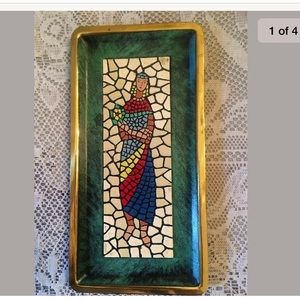 Gorgeous Vintage Enamel Mosaic Tile Plate